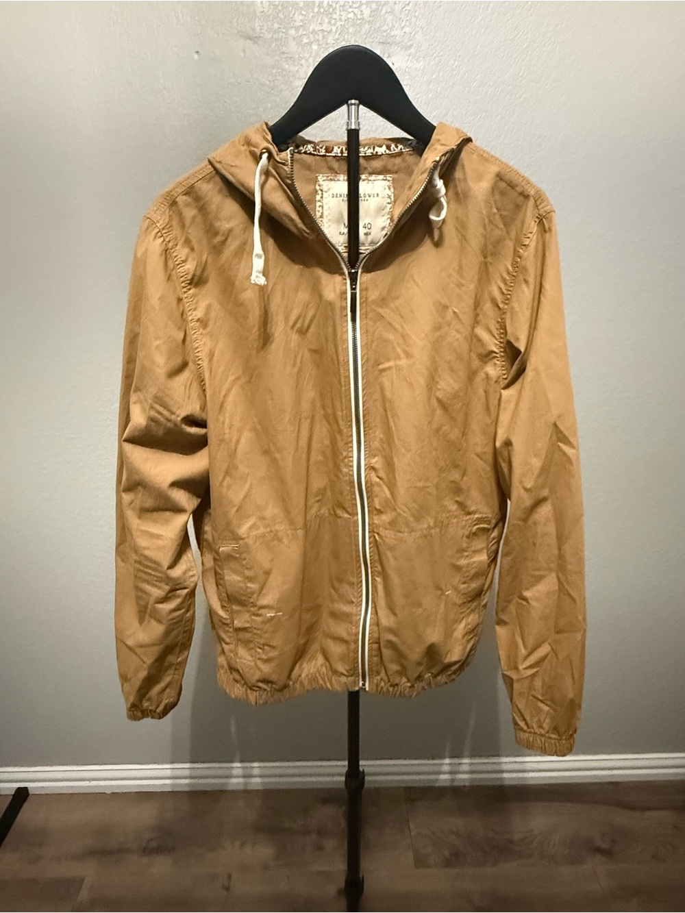 Denim & Flower Men's Hooded Windbreaker in Tan